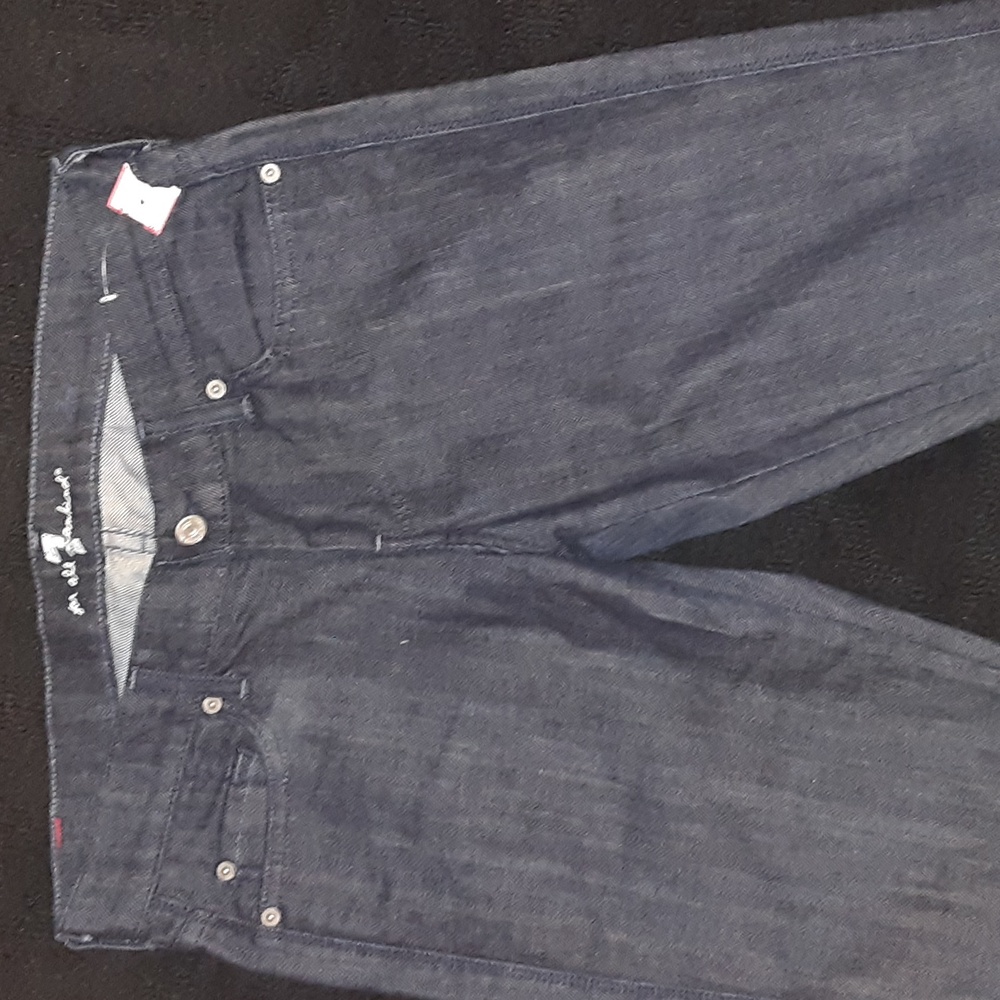 7 For All Mankind Women's Dark Blue Straight Jeans - Picture 8 of 9